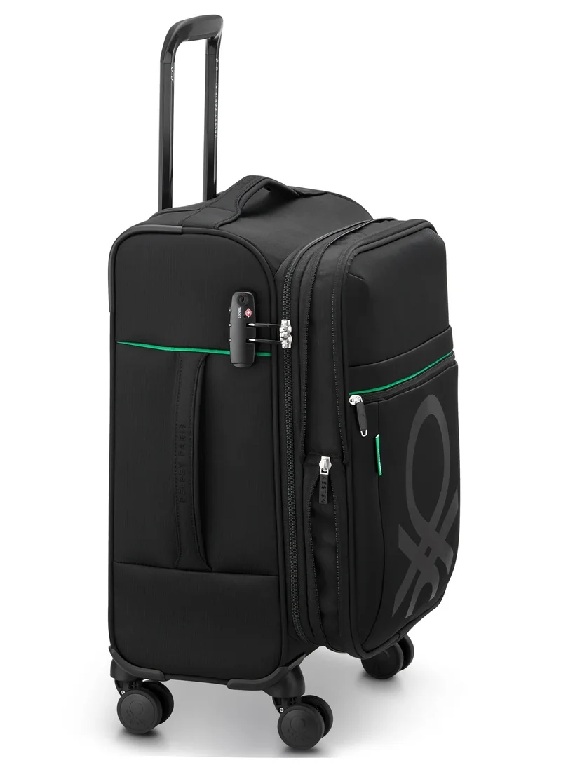 UNITED COLORS OF BENETTON  Color Block 55 Cm 4 Double Wheeled Softside Expandable Check-In Luggage Trolley Case - Black  | Best Price UAE